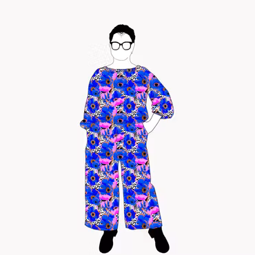 Blue Leopard Floral All in one suit