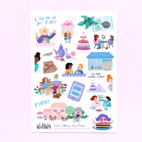 Stickers Willwa - Let's meet for fika!