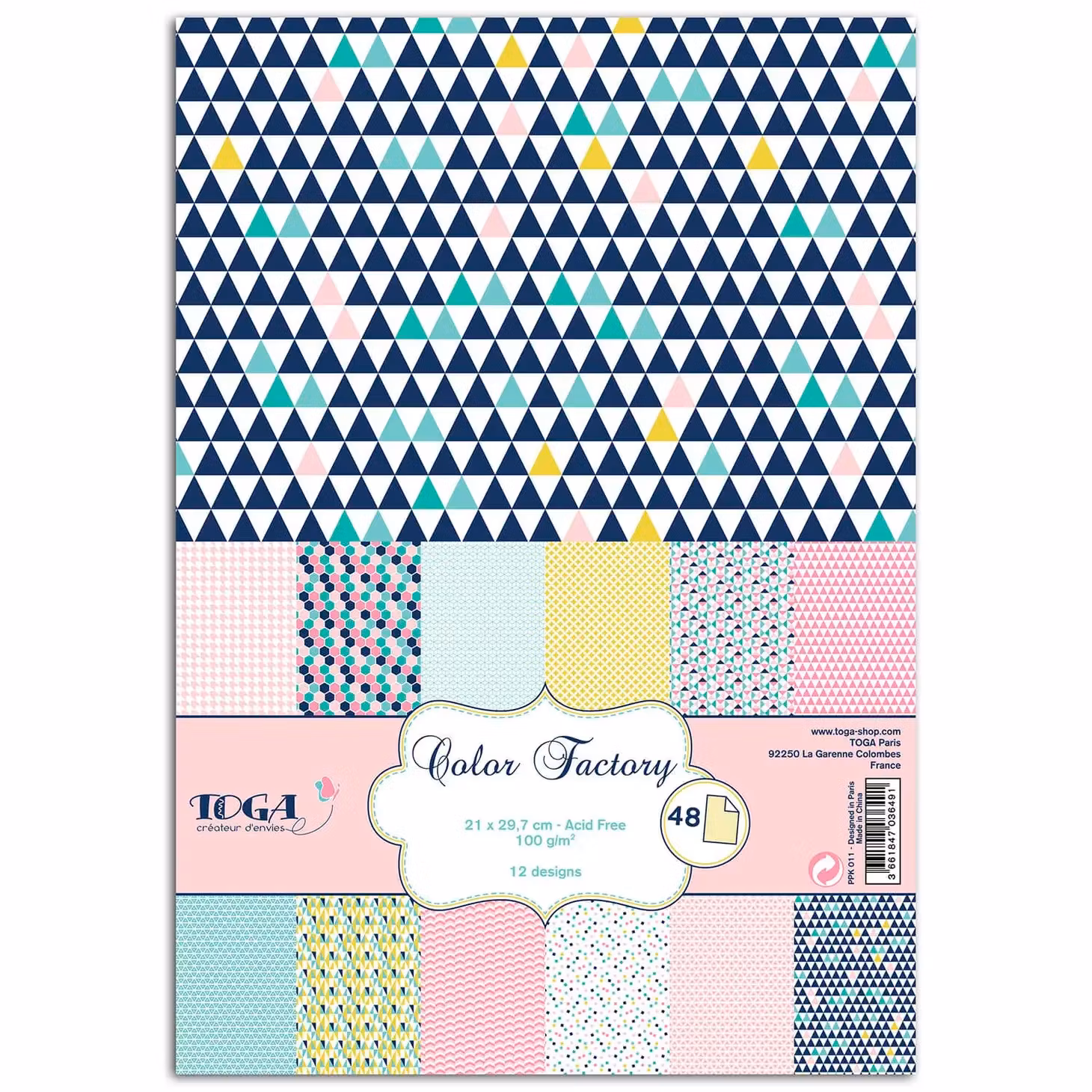 Papper Toga Geometrisk pastell 48 st ark A4
