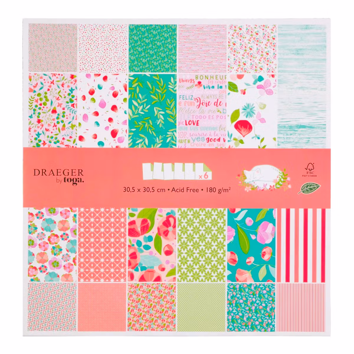 Mönstrat papper Vårblomster 30,5 x 30,5 cm