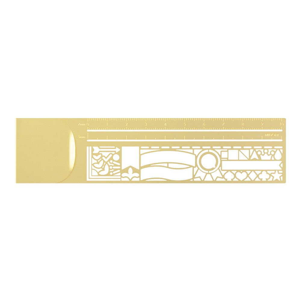 Midori Clip Ruler Decorative Pattern Brass