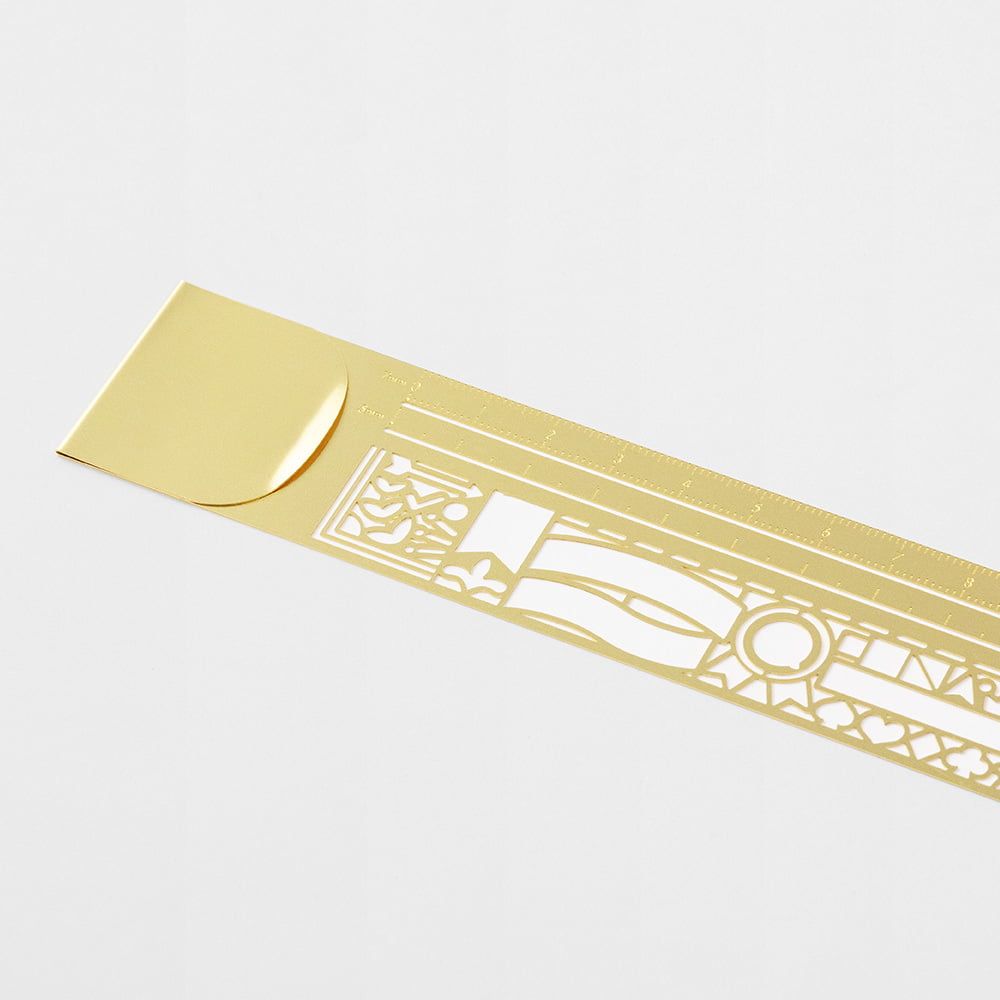 Midori Clip Ruler Decorative Pattern Brass