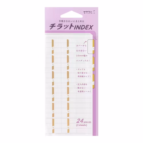 Midori Index Label Numbers Gold