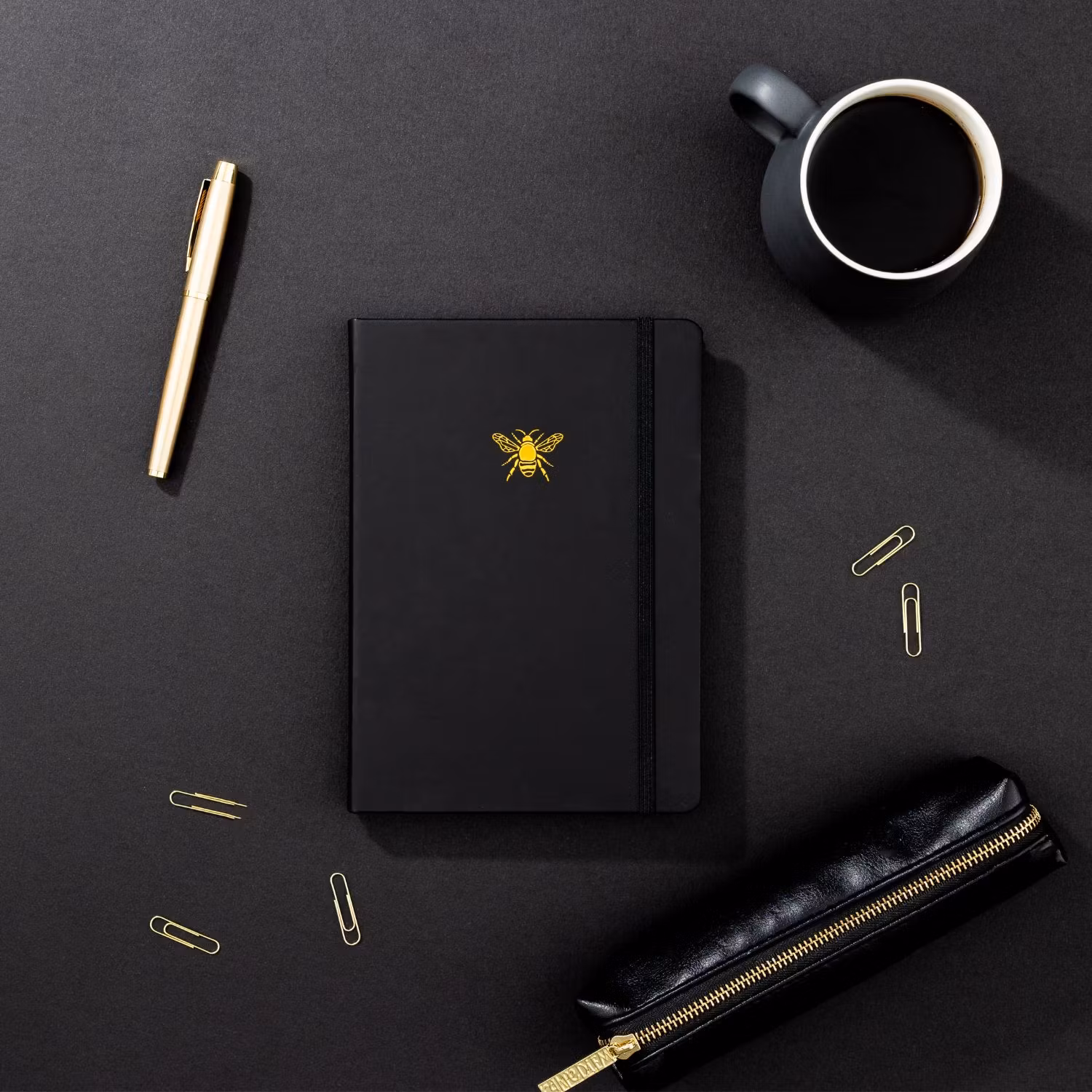 Yop & Tom Lined Journal - Bee Charcoal A5
