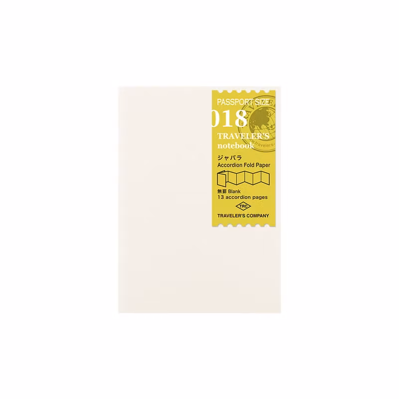 018. Accordion Fold Paper Refill - Passport Size Traveler's Notebook