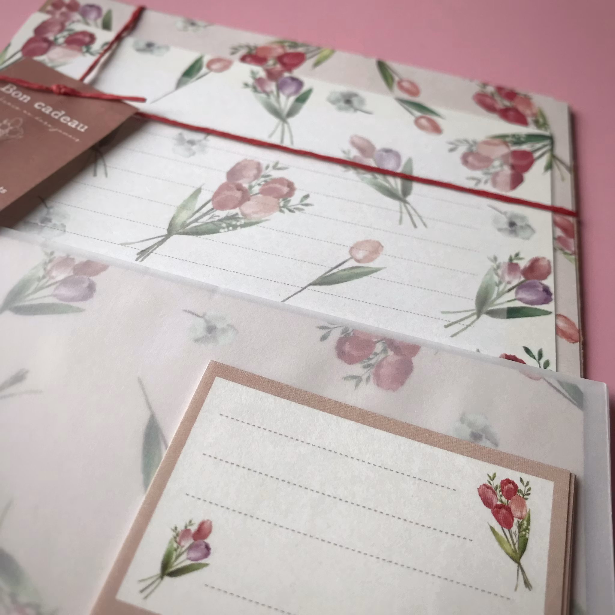 Brevpapper Bon Cadeu Pink Tulip
