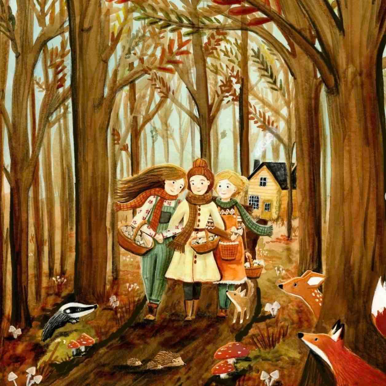 Card Esther Bennink - Picking Mushrooms