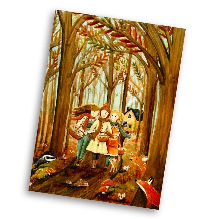 Card Esther Bennink - Picking Mushrooms