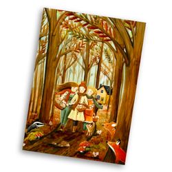 Card Esther Bennink - Picking Mushrooms