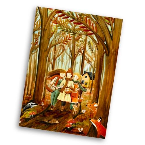 Card Esther Bennink - Picking Mushrooms