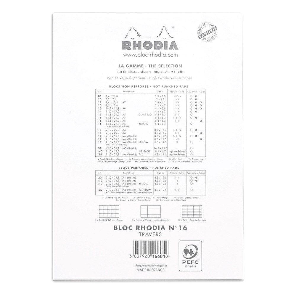 Rhodia Notepad No. 16 lined - A5 White