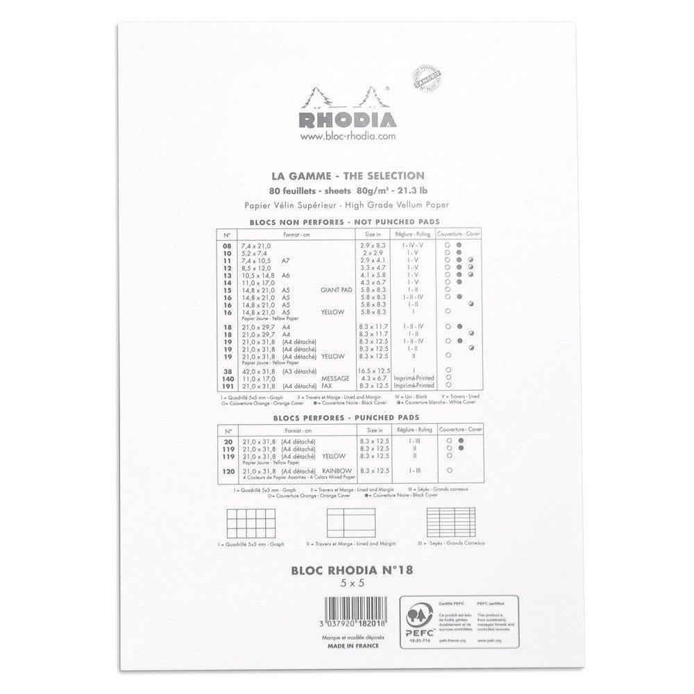 Rhodia Notepad No. 18 squared - A4 White