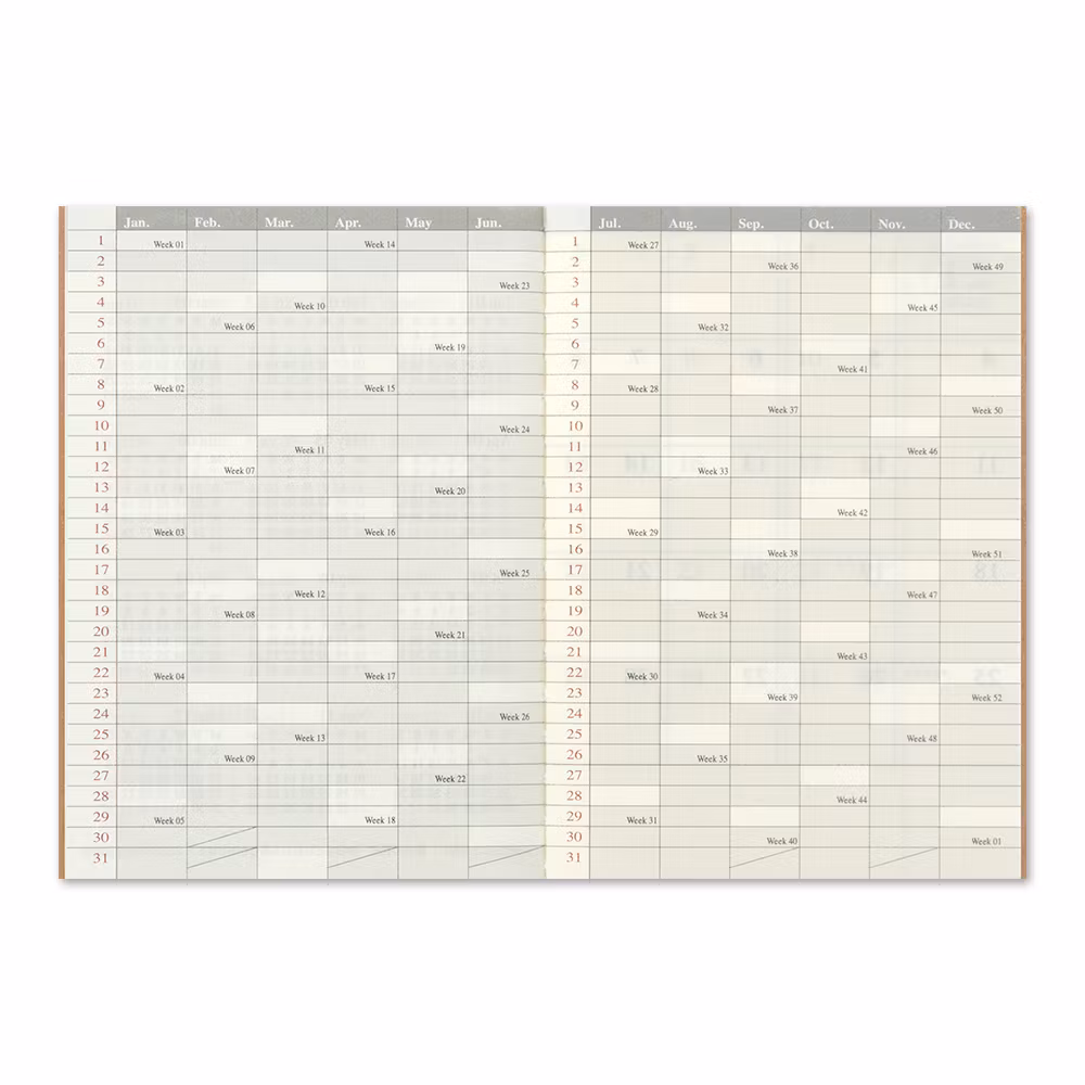 2024 Diary Refill (Monthly) - Passport Size // Traveler's Notebook