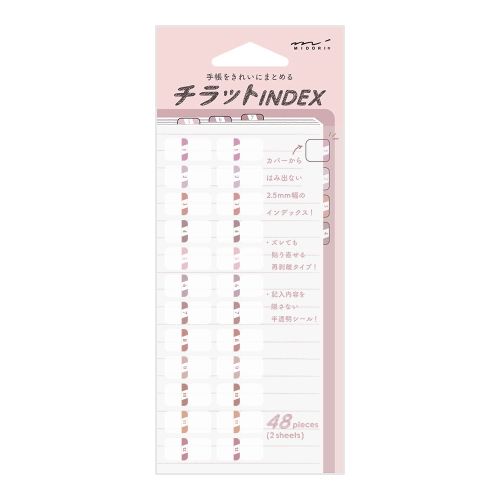 Midori Index Label Numbers Pink