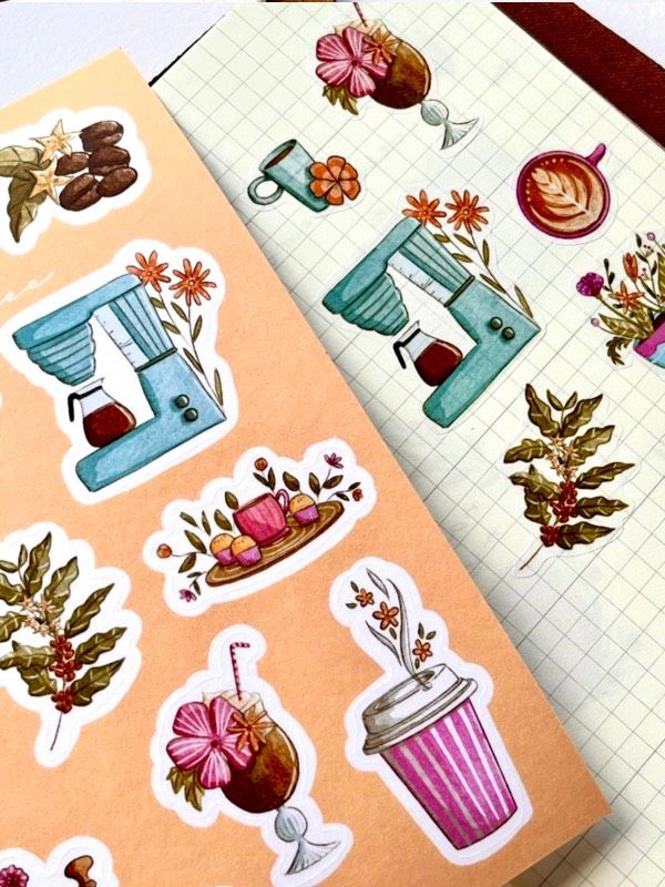 Washi Stickers Nikki Dotti - Floral Coffee