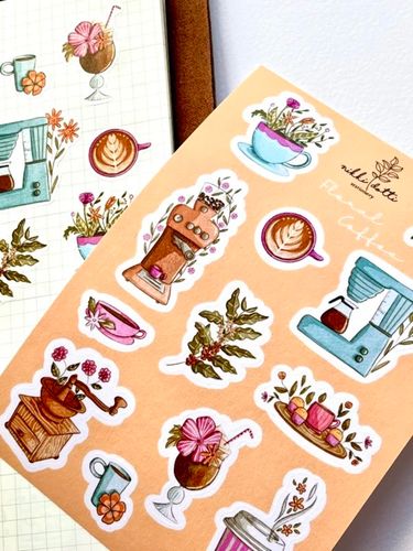Washi Stickers Nikki Dotti - Floral Coffee
