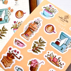 Washi Stickers Nikki Dotti - Floral Coffee