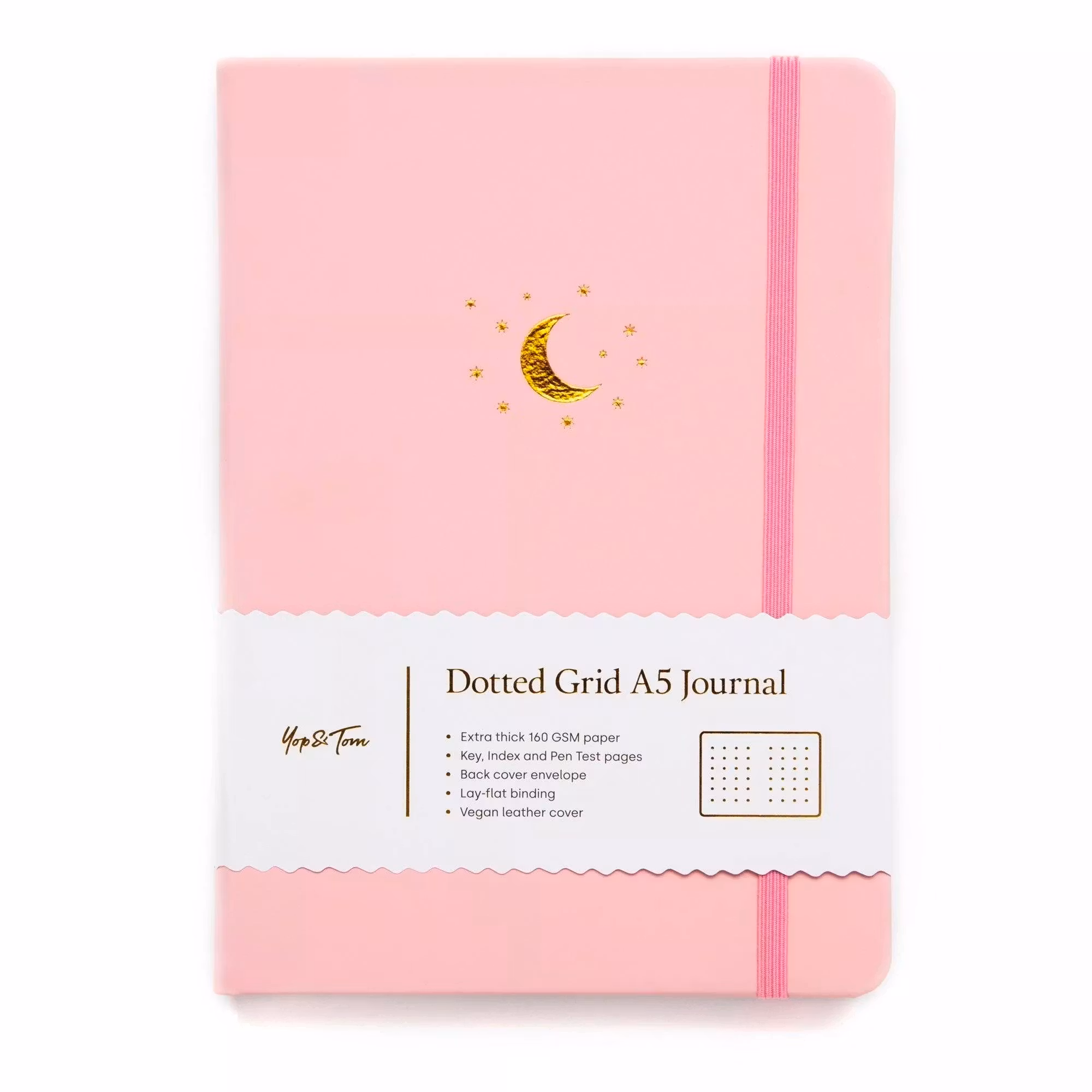 Yop & Tom Dot Grid Journal - Moon and Stars Blush Pink A5