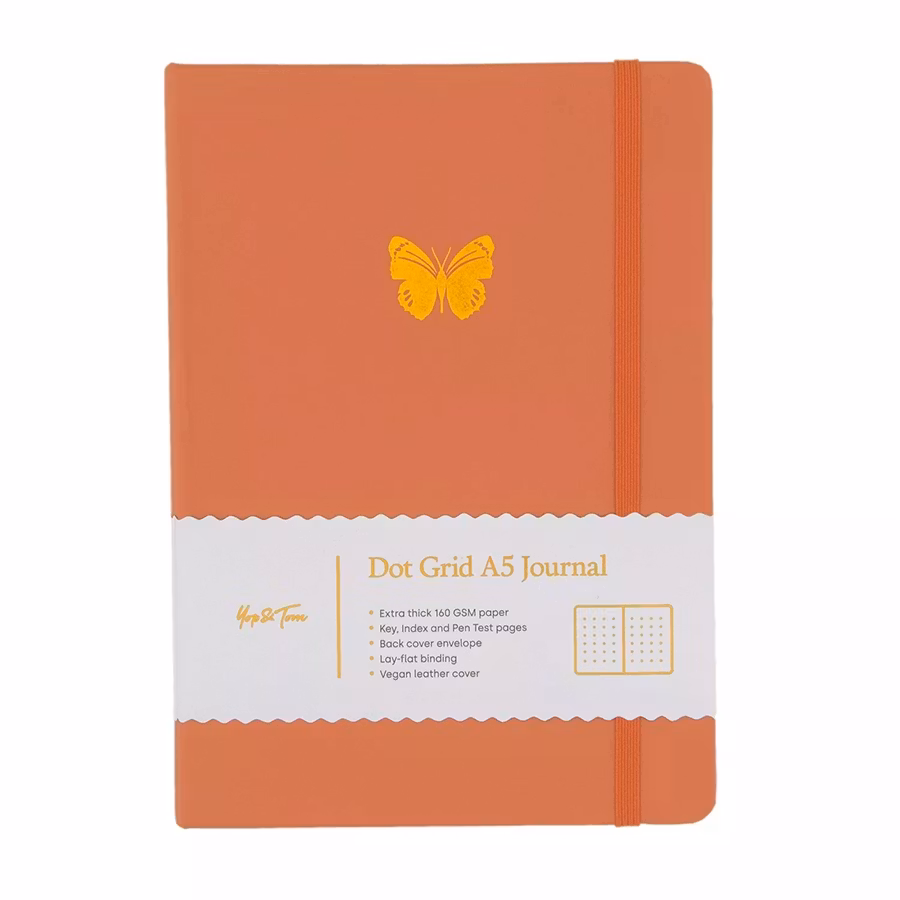 Yop & Tom Dot Grid Journal - Butterfly Burnt Orange A5