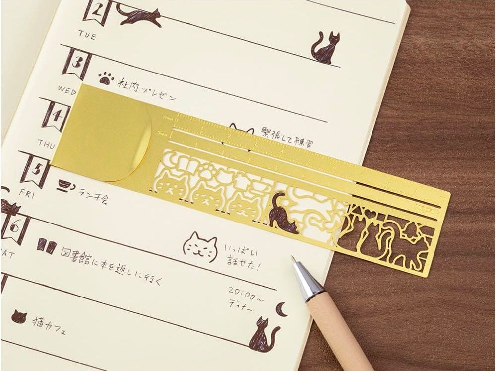 Midori Clip Ruler Cat