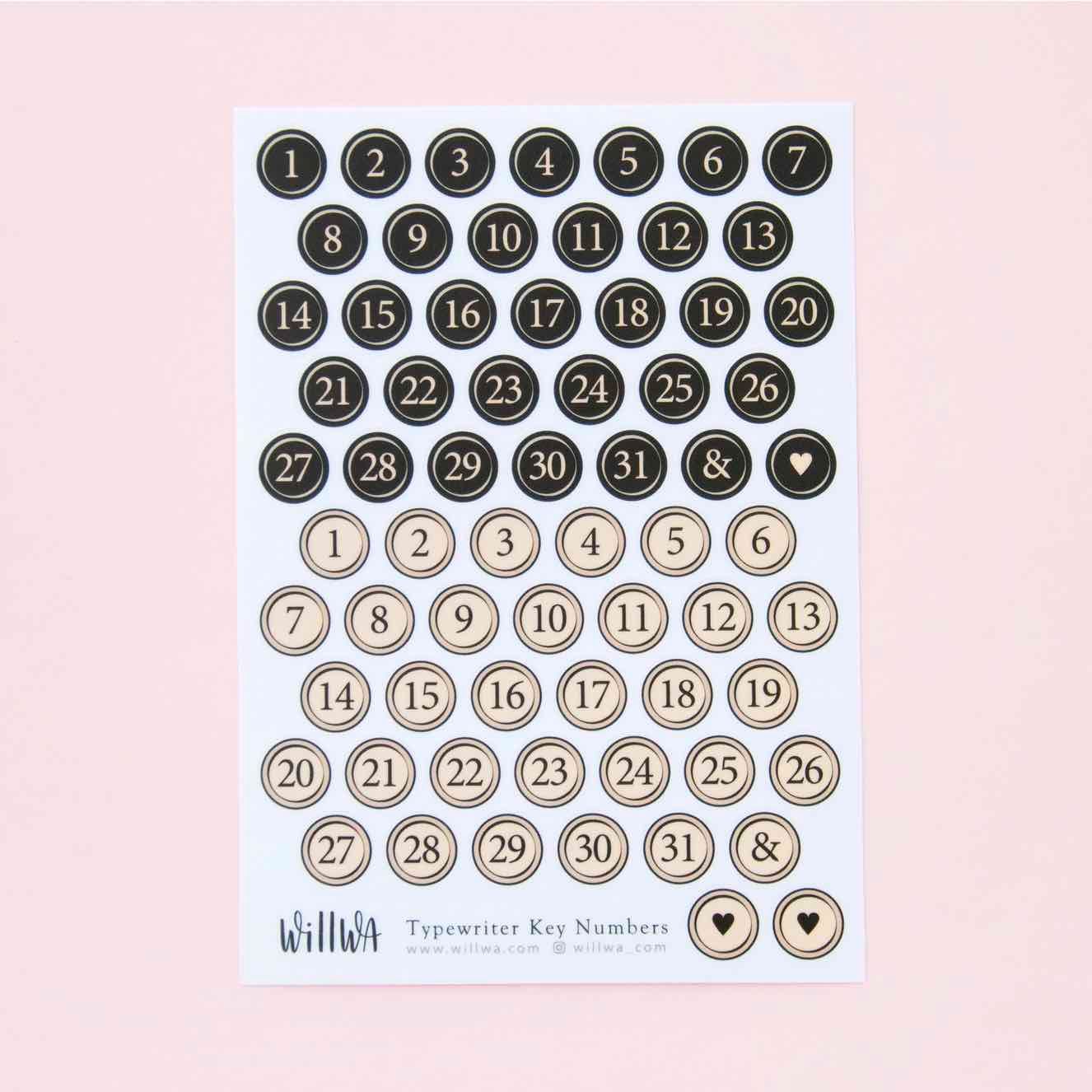 Stickers Willwa - Typewriter Key Numbers Stickers