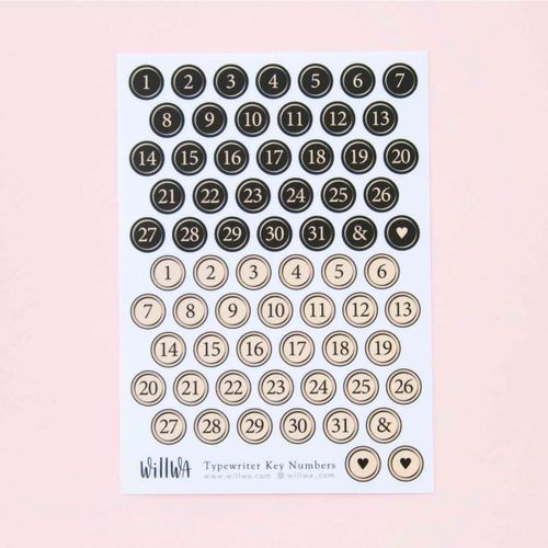 Stickers Willwa - Typewriter Key Numbers Stickers