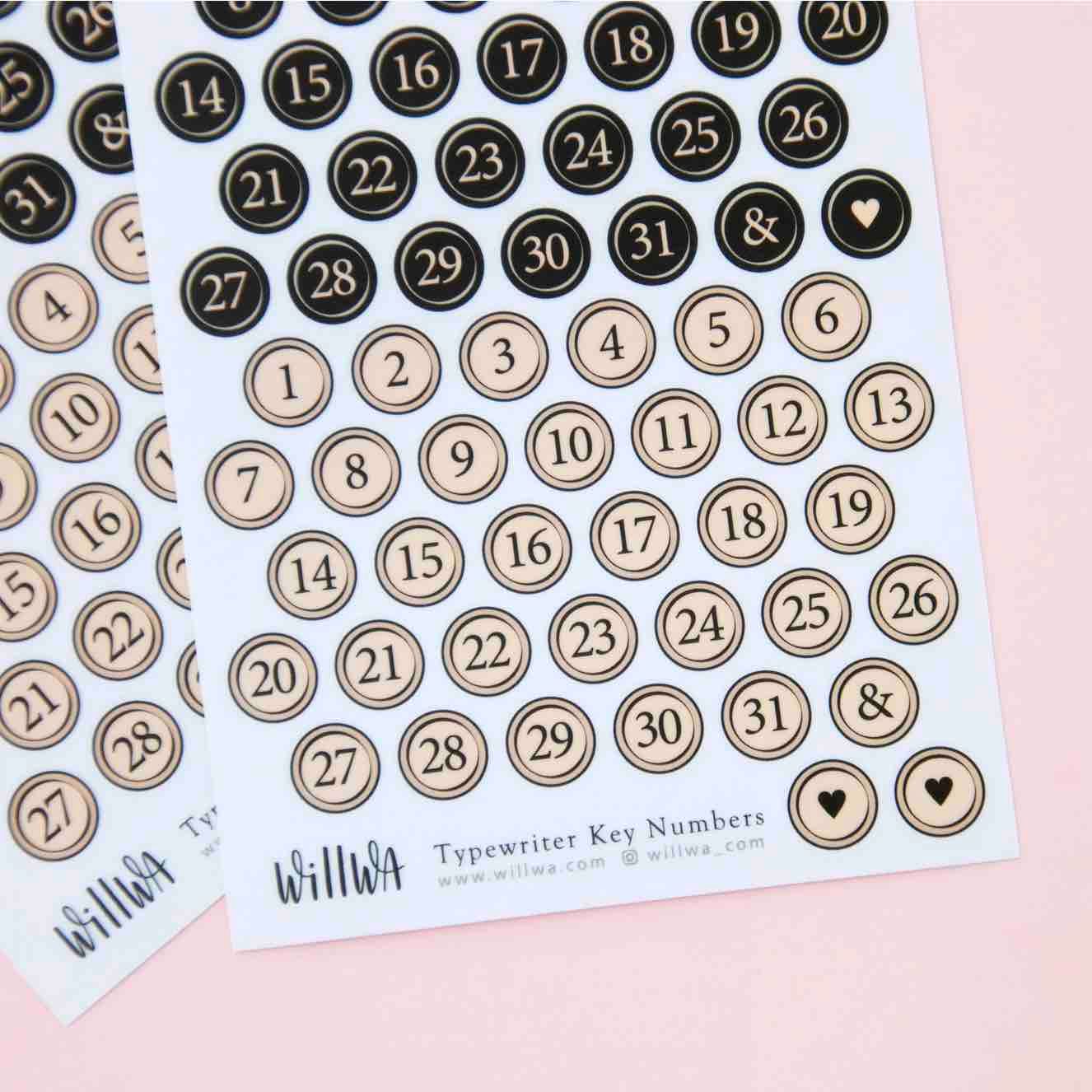 Stickers Willwa - Typewriter Key Numbers Stickers