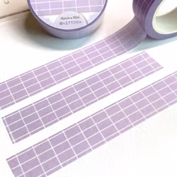 Washi tape Lettoon - Pale Lilac Grid 15 mm