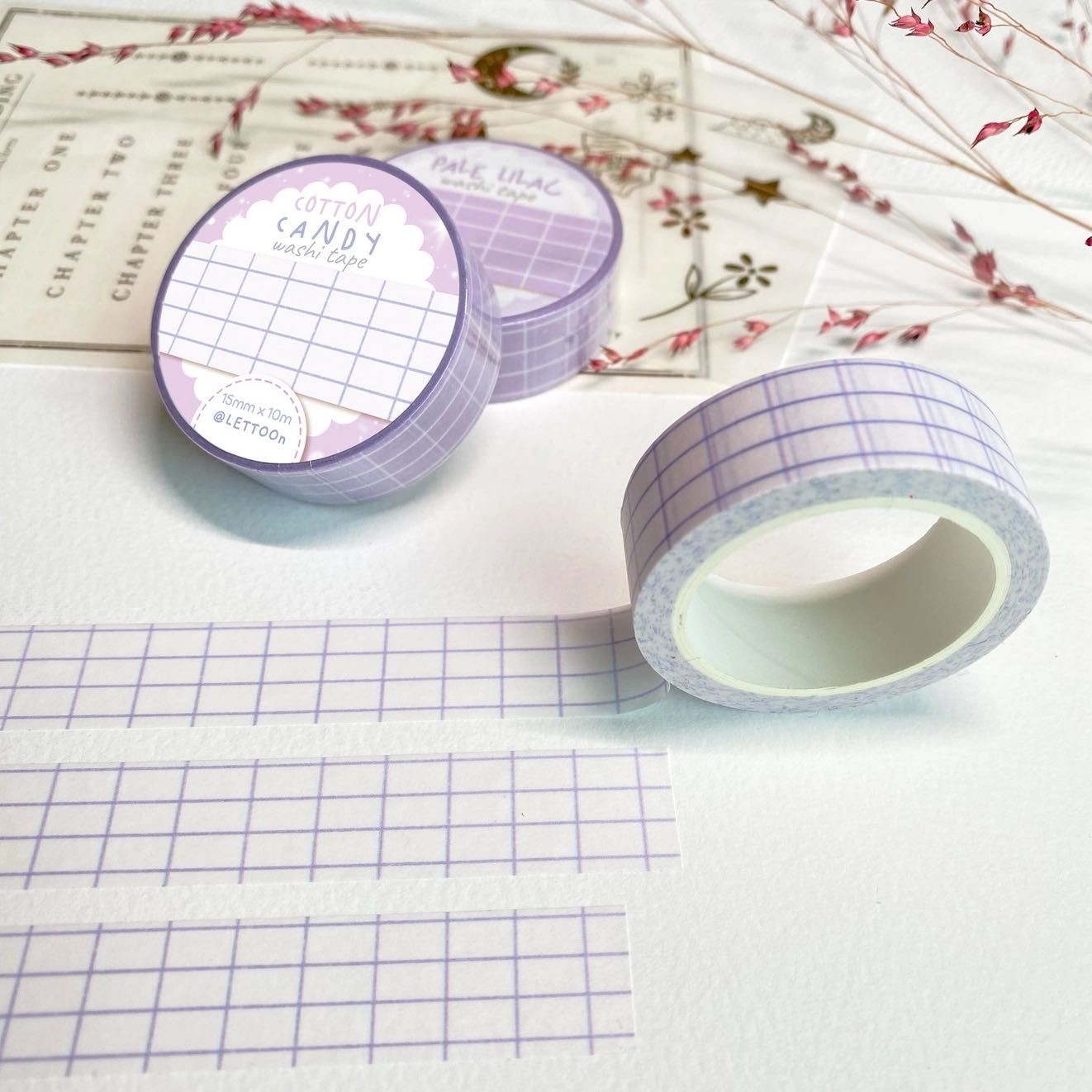 Washi tape Lettoon - Cotton Candy Grid 15 mm