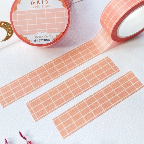 Washi tape Lettoon - Peach Grid 15 mm