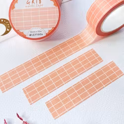 Washi tape Lettoon - Peach Grid 15 mm