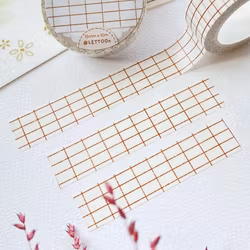 Washi tape Lettoon - White and Brown Grid 15 mm