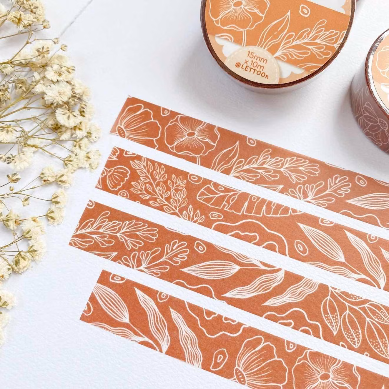 Washi tape Lettoon - Flower Pattern 15 mm