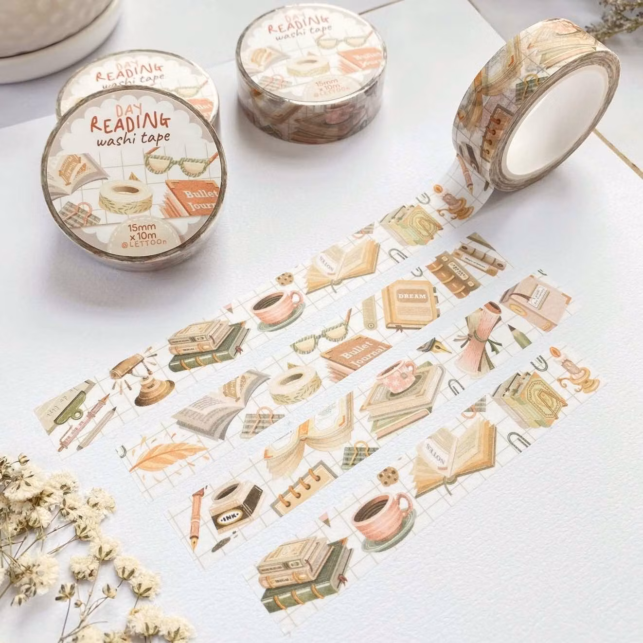 Washi tape Lettoon - Day Reading 15 mm