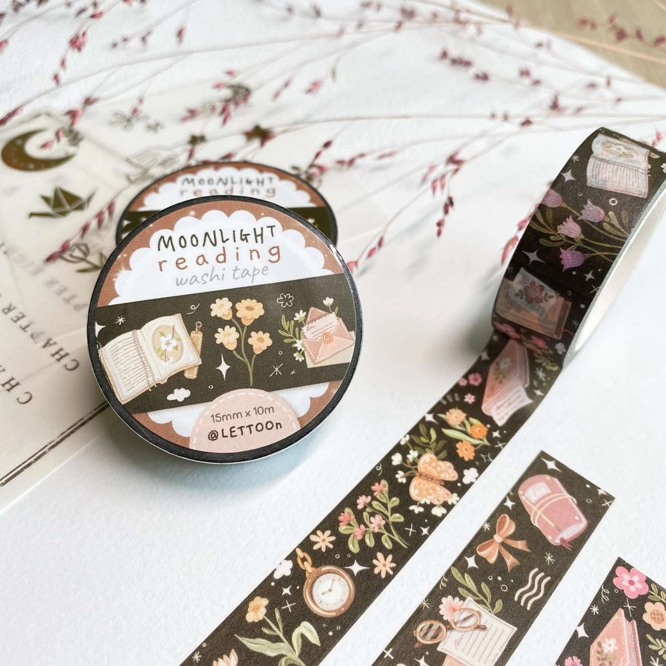 Washi tape Lettoon - Moonlight Reading 15 mm
