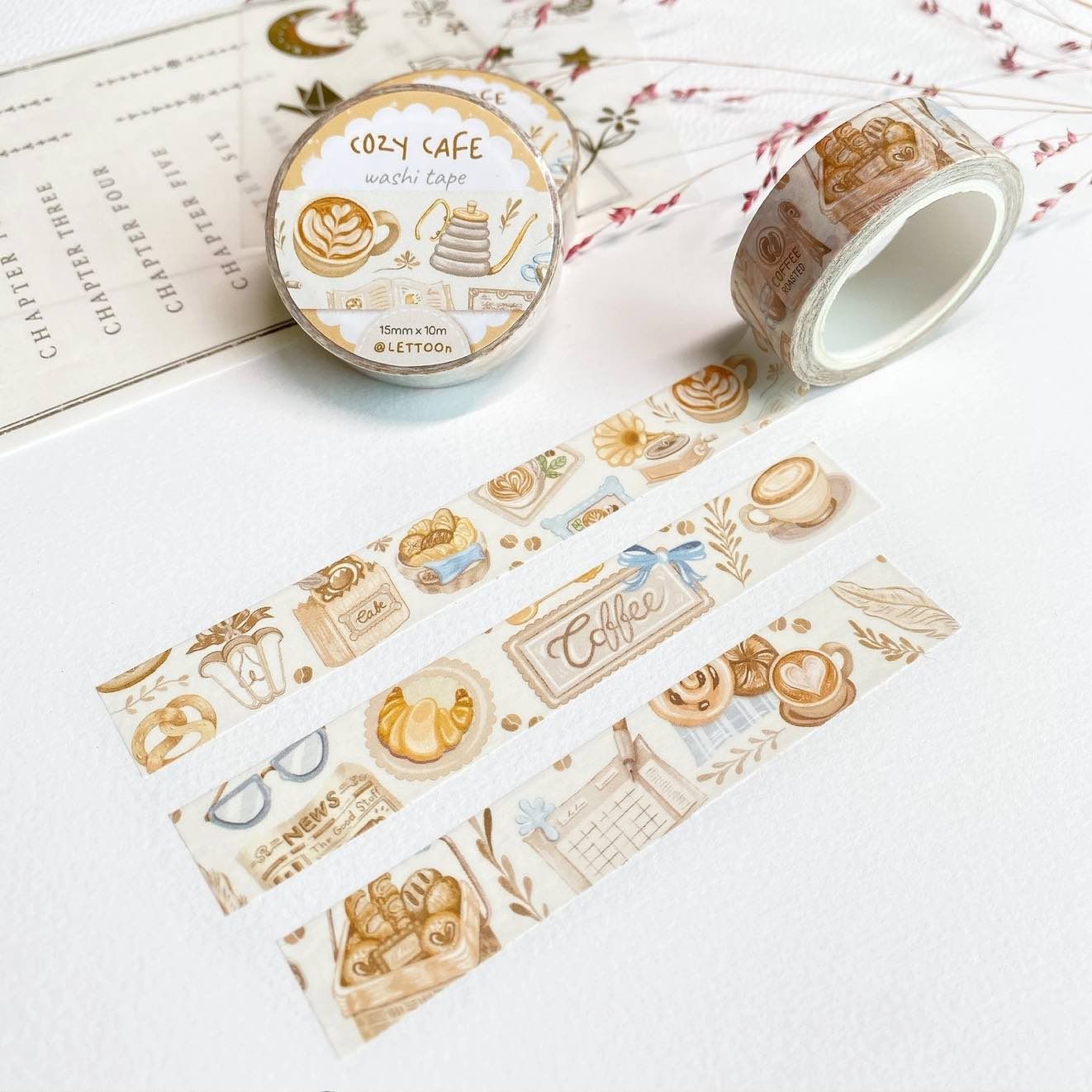 Washi tape Lettoon - Cozy Café 15 mm