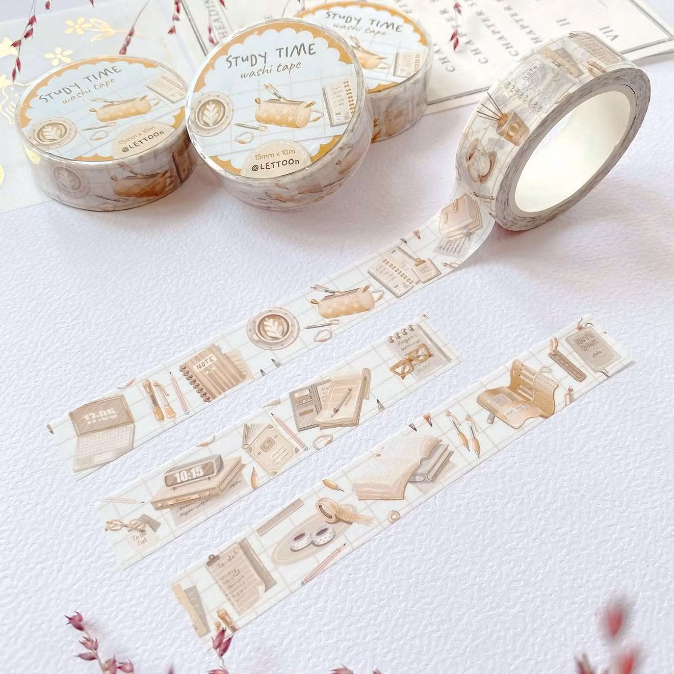 Washi tape Lettoon - Study Time 15 mm