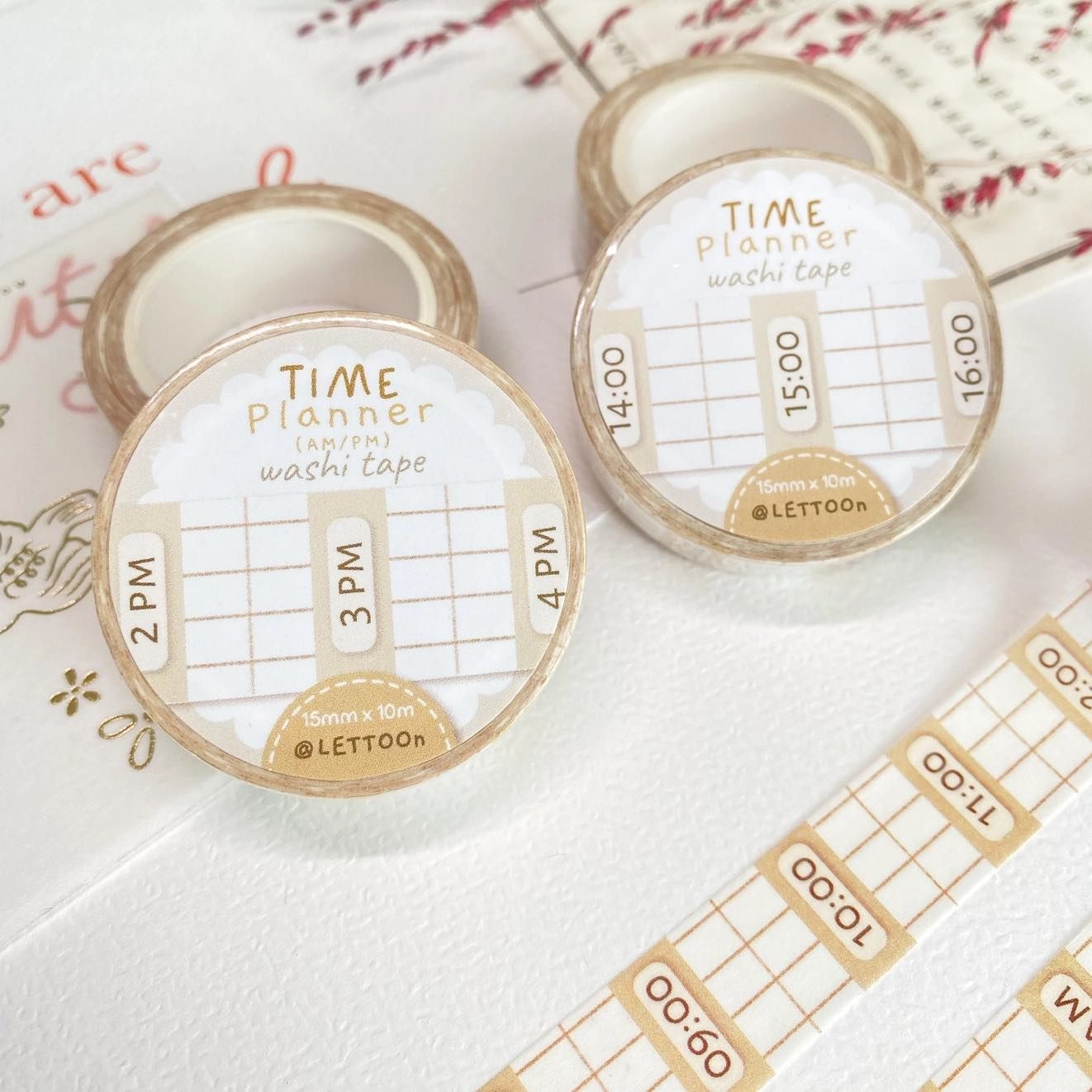 Washi tape Lettoon - Time Planner 15 mm