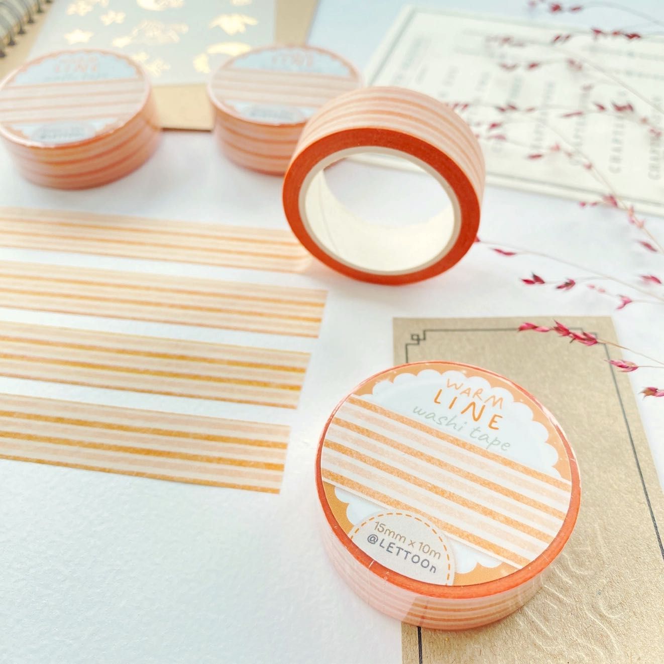 Washi tape Lettoon - Warm Line 15 mm