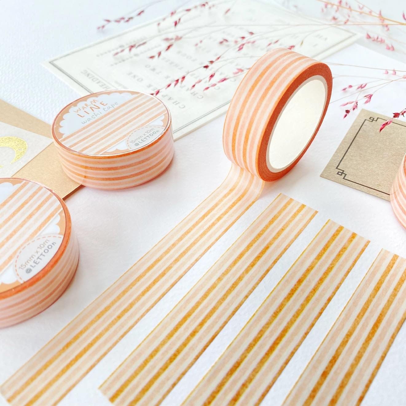 Washi tape Lettoon - Warm Line 15 mm