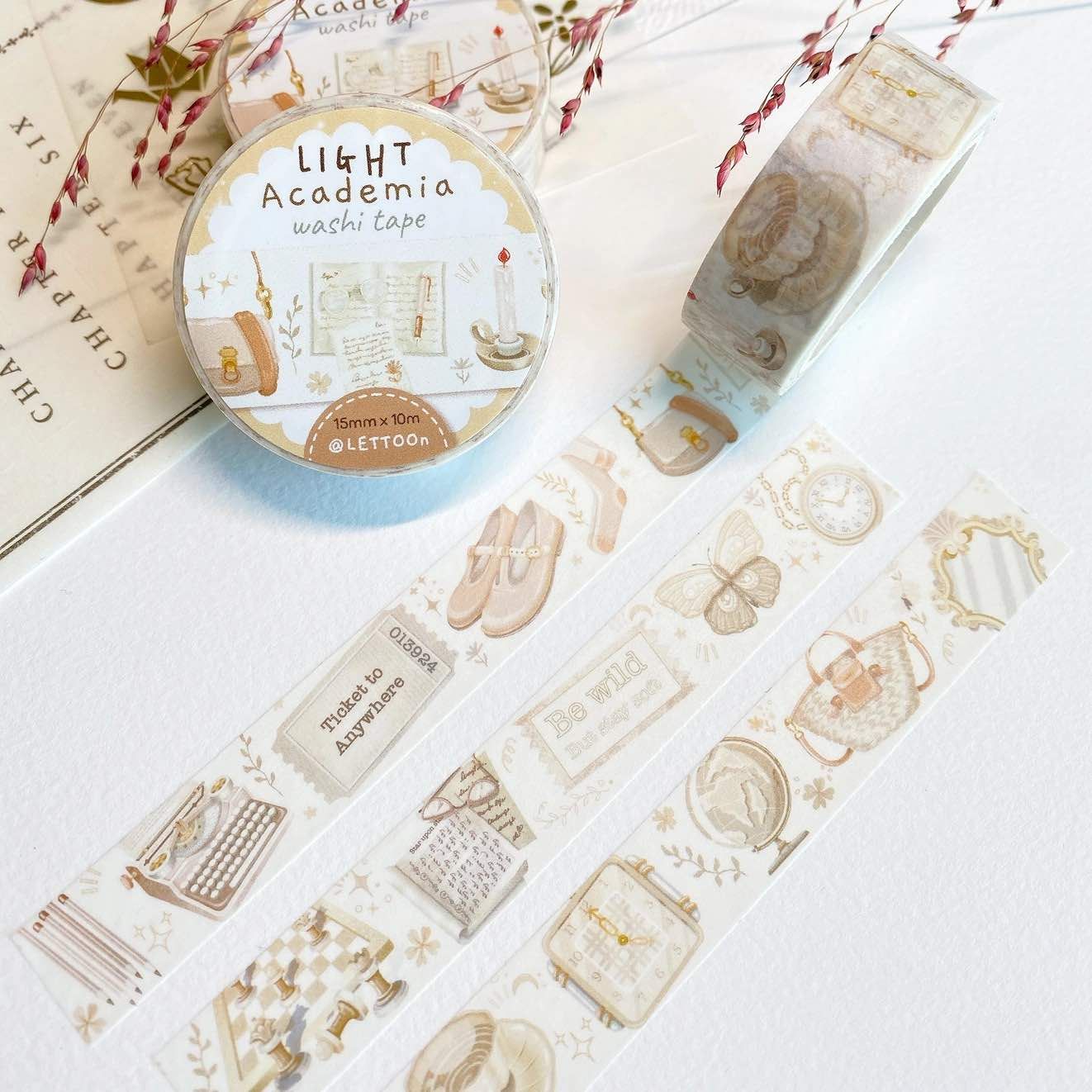Washi tape Lettoon - Light Academia 15 mm