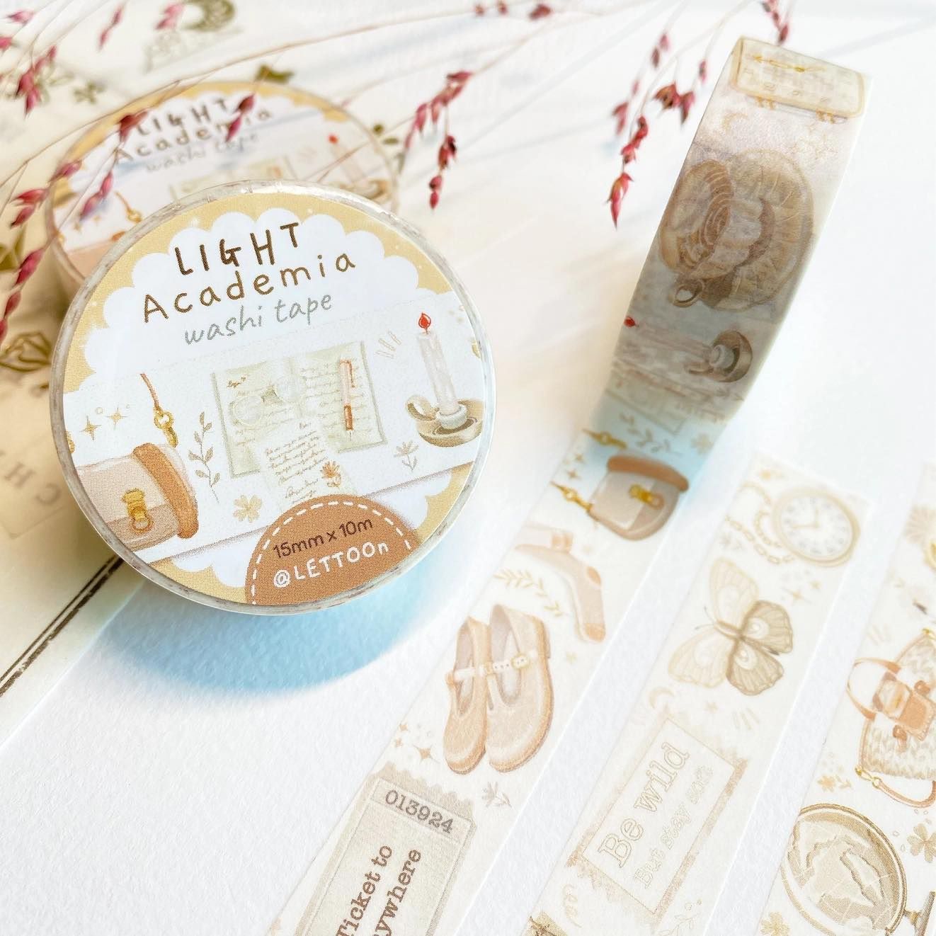 Washi tape Lettoon - Light Academia 15 mm