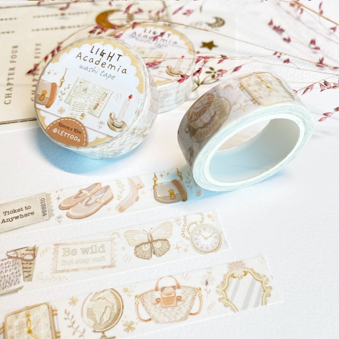 Washi tape Lettoon - Light Academia 15 mm