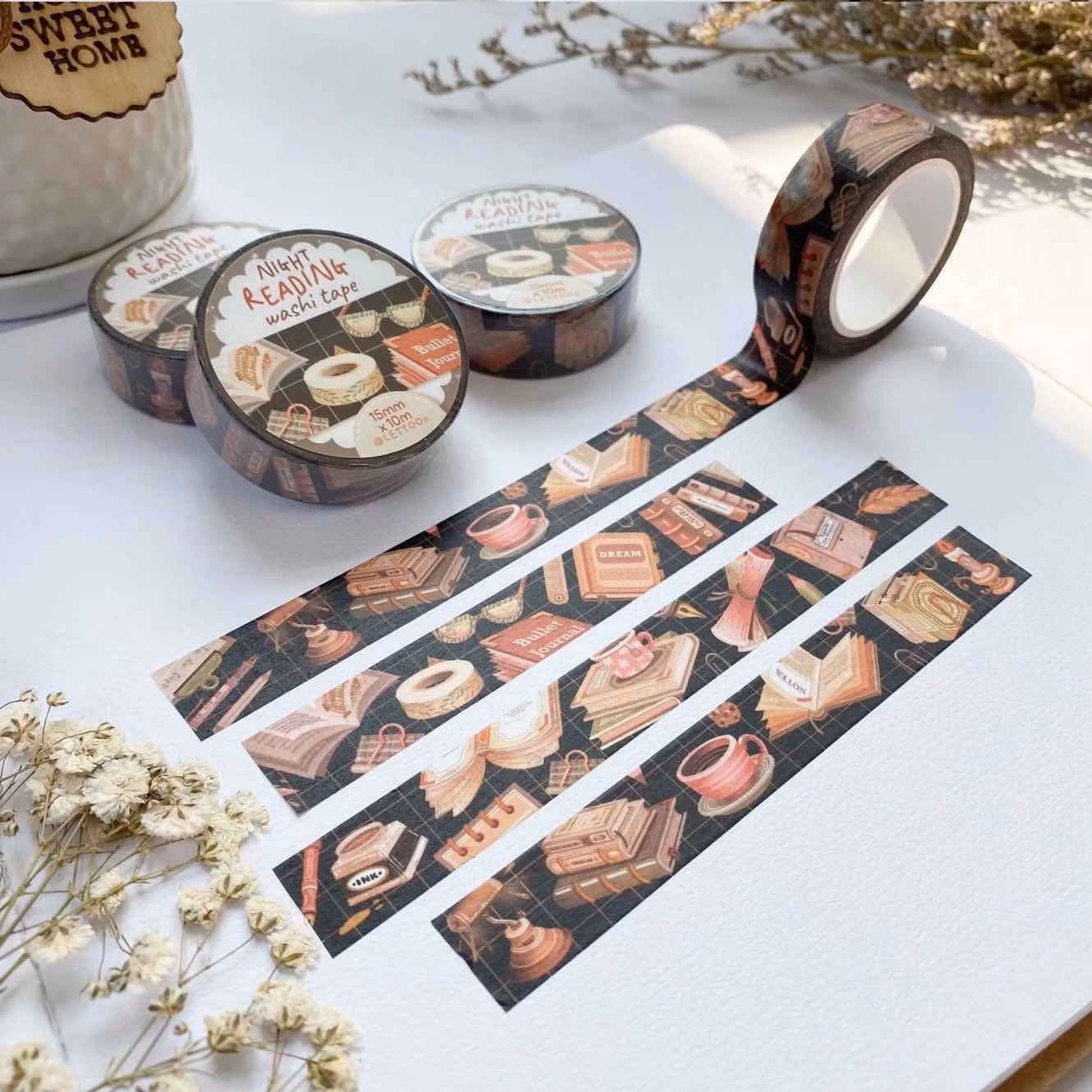 Washi tape Lettoon - Night Reading 15 mm