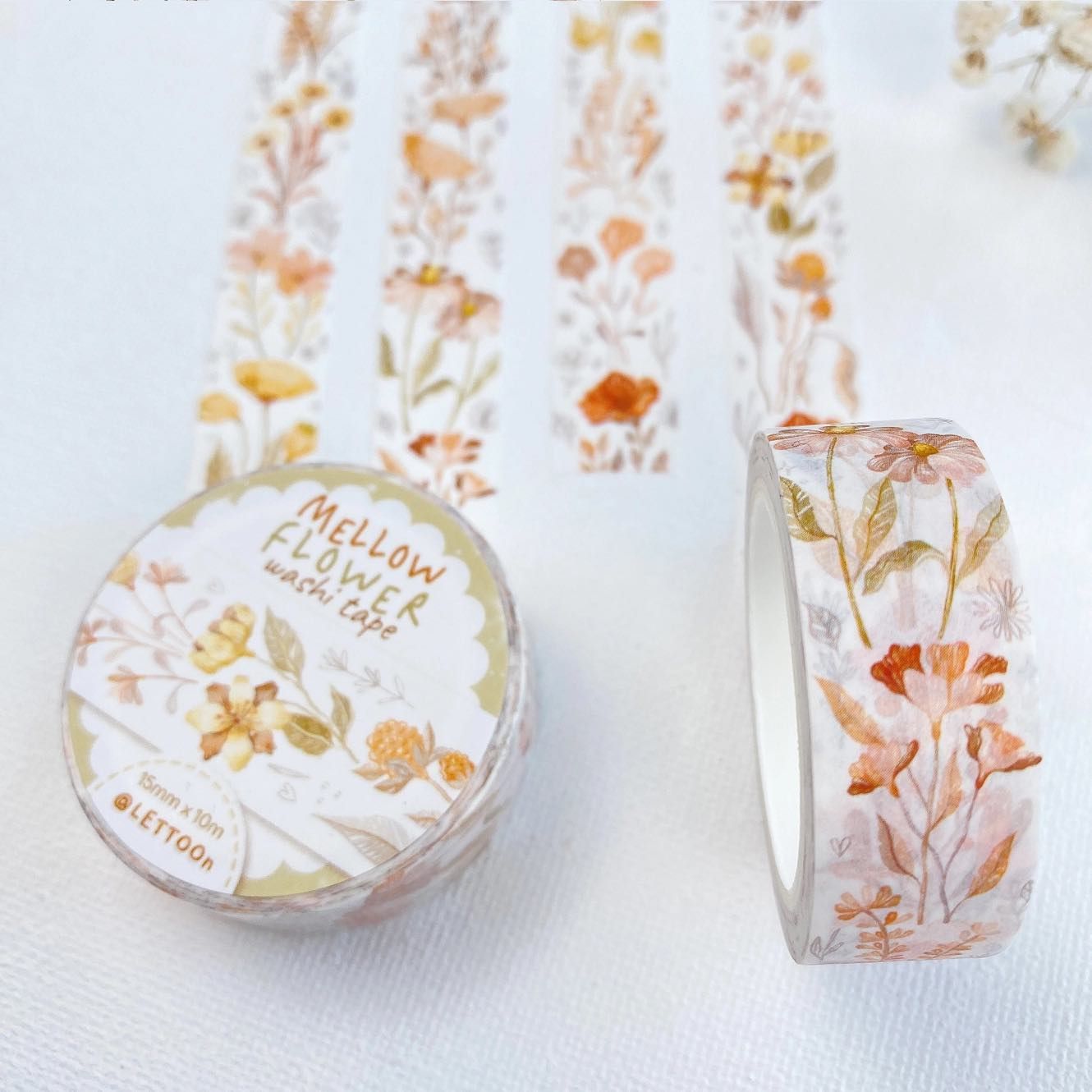 Washi tape Lettoon - Mellow Flower 15 mm