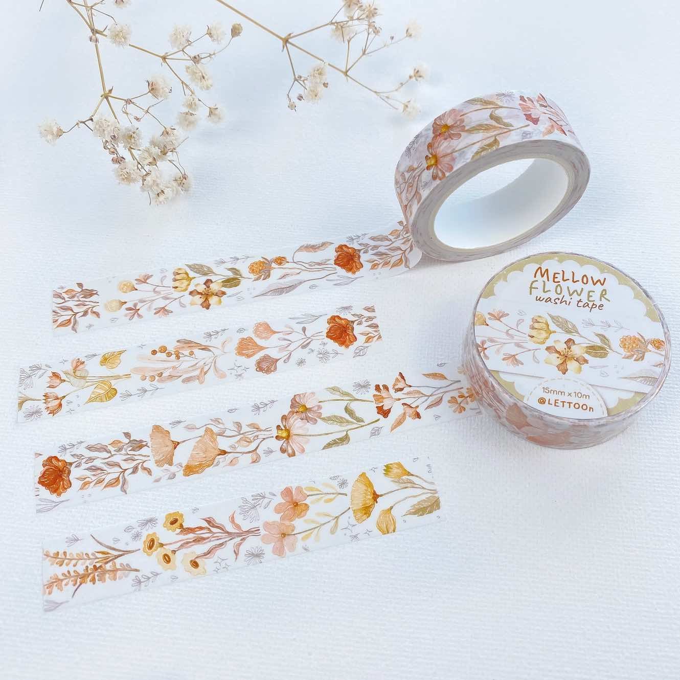 Washi tape Lettoon - Mellow Flower 15 mm