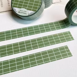 Washi tape Lettoon - Forest Green Grid 15 mm