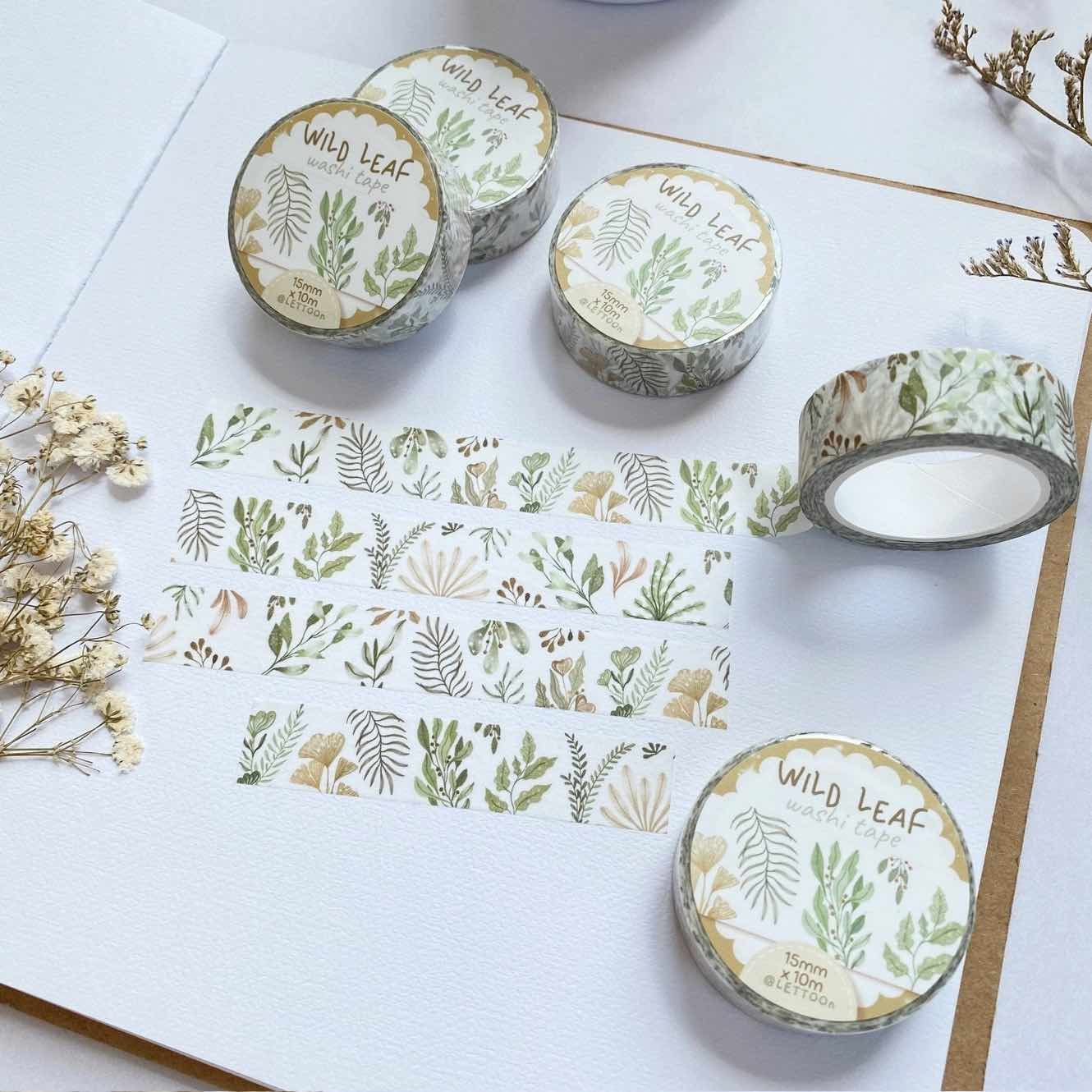 Washi tape Lettoon - Wild Leaf 15 mm