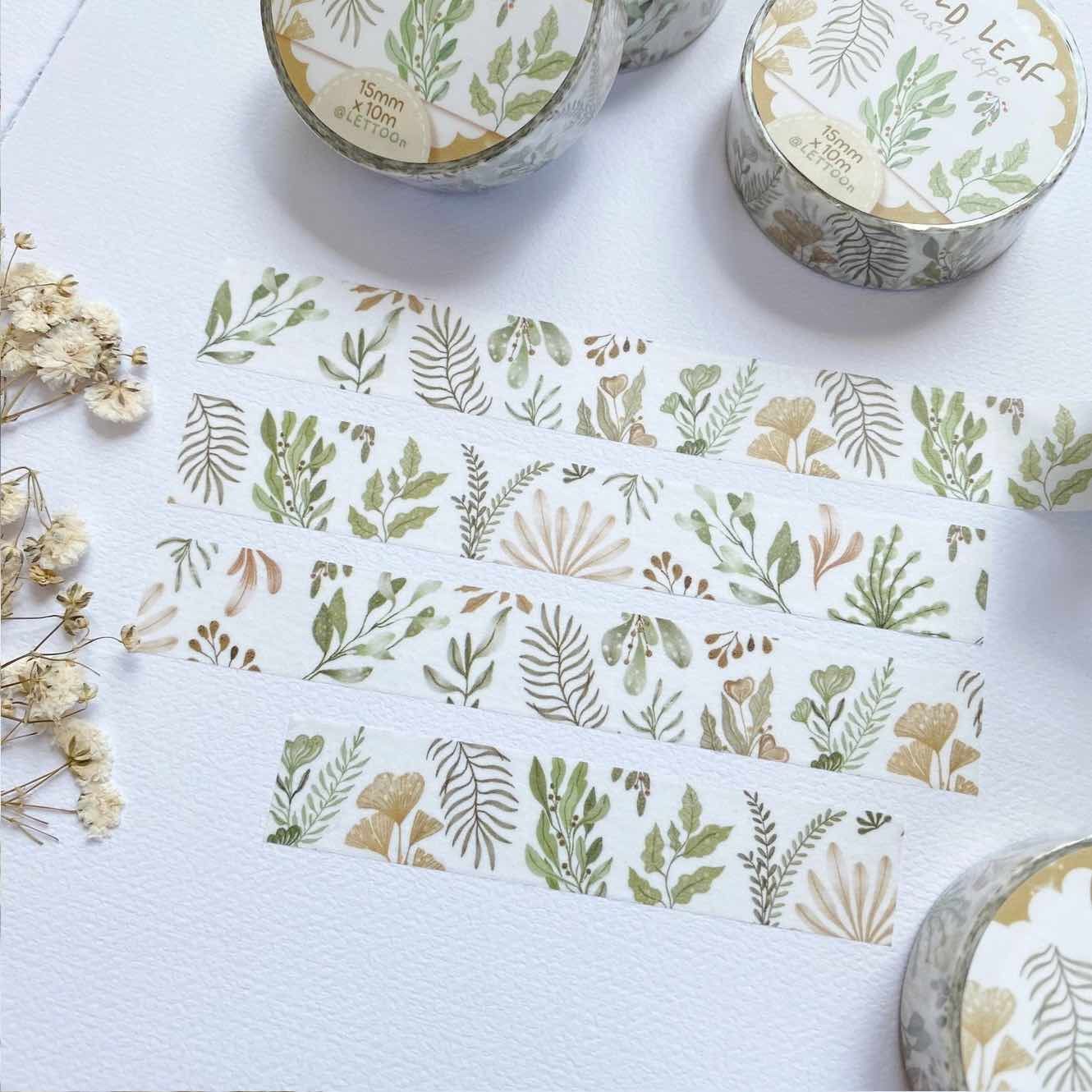 Washi tape Lettoon - Wild Leaf 15 mm