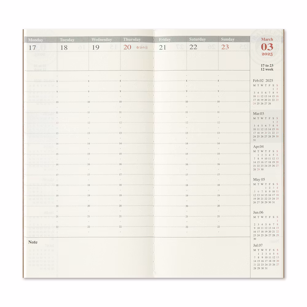 2025 Diary Refill (Weekly Vertical) - Regular Size // Traveler's Notebook